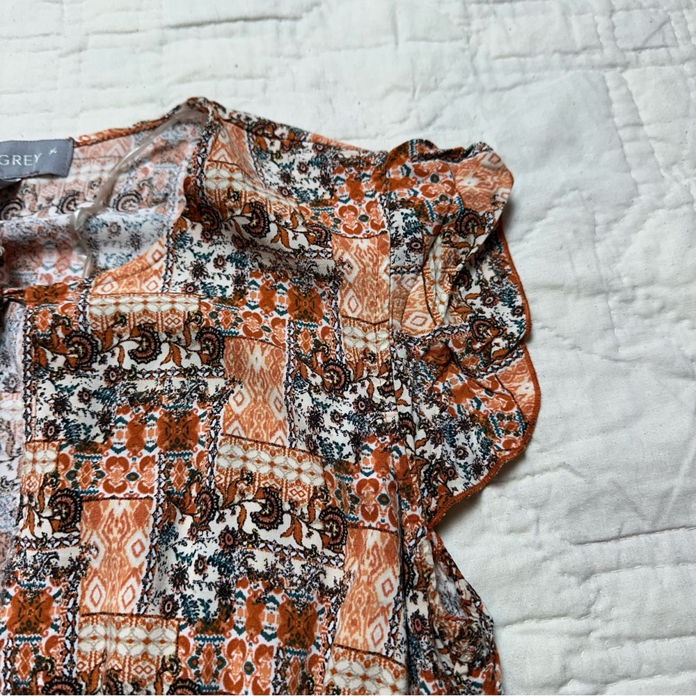 Boho Coral Midi Dress | Flowy Gathered Waist · Lark + Grey - Picture 9 of 11